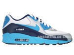 307793-155 Nike Air Max 90 White/Vivid Blue-Obsidian-Metallic Silver